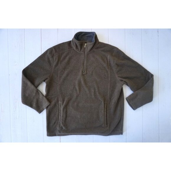 St. John's Bay Men's Brown Quarter-Zip Fleece Pullover - Size L - Picture 1 of 9